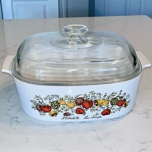 Vintage Corning Ware casserole dish with lid 4 Quart “Spice of Life” #A-84-B USA